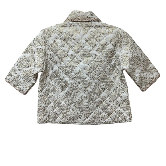 Vintage Girls 6X Short Quilted Bed Jacket Robe White Gold Made in USA‎ NEW - Picture 2 of 9